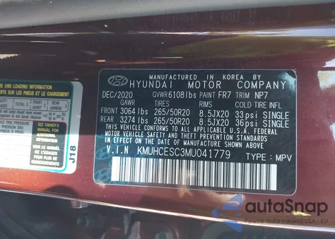 2021 Genesis Gv80 3.5T Awd из США, поврежденный, VIN KMUHCESC3MU041779